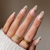 image:imageValentines Day Almond Press on Nails Medium Length Glue on Nails Valentines Day Gold HeartShaped Love Fake Nails Acrylic Glossy Full Cover False Nails for Women 24 Pcs
