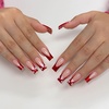 image:imageValentines Day Press On Nails Medium Square Fake Nails French Tip False Nails With Heart Designs Acrylic Nails Press Ons Full Cover Stick On Nails Glossy Glue On Nails For Women