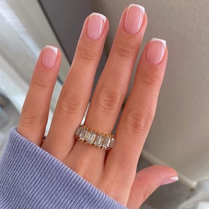 image:image24Pcs Short Square French Tip Press on Fake Nails in White Pink Nude  Full Cover Acrylic Nail Tips for Women and Girls1