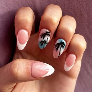 image:image24Pcs Short Square French Tip Press on Fake Nails in White Pink Nude  Full Cover Acrylic Nail Tips for Women and Girlsstyle10