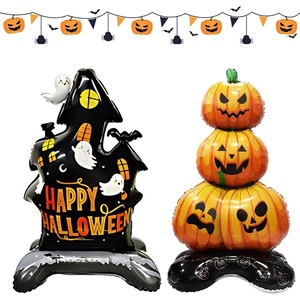 image:image5 Pcs Happy Halloween Bats Balloons Cute Black Bats Punch Inflatable Decorations Halloween Day of Death Foil Mylar Balloons Wall Ornaments for Rave Party Birthday DecorationsPumpkin  Ghost