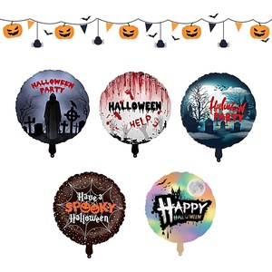 image:image5 Pcs Happy Halloween Bats Balloons Cute Black Bats Punch Inflatable Decorations Halloween Day of Death Foil Mylar Balloons Wall Ornaments for Rave Party Birthday DecorationsRound Balloons