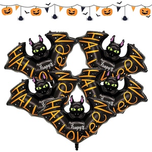 image:image5 Pcs Happy Halloween Bats Balloons Cute Black Bats Punch Inflatable Decorations Halloween Day of Death Foil Mylar Balloons Wall Ornaments for Rave Party Birthday DecorationsBlack Bats