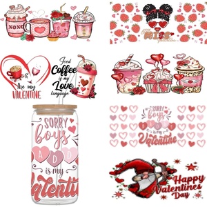 image:imageCute UV DTF Cup Wrap Sticker for Glass 16oz 6 Sheet Rub On Transfer Decals UV Waterproof DIY Crafts No Heat Needed